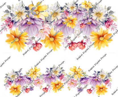 40oz Purple/Yellow Floral Design