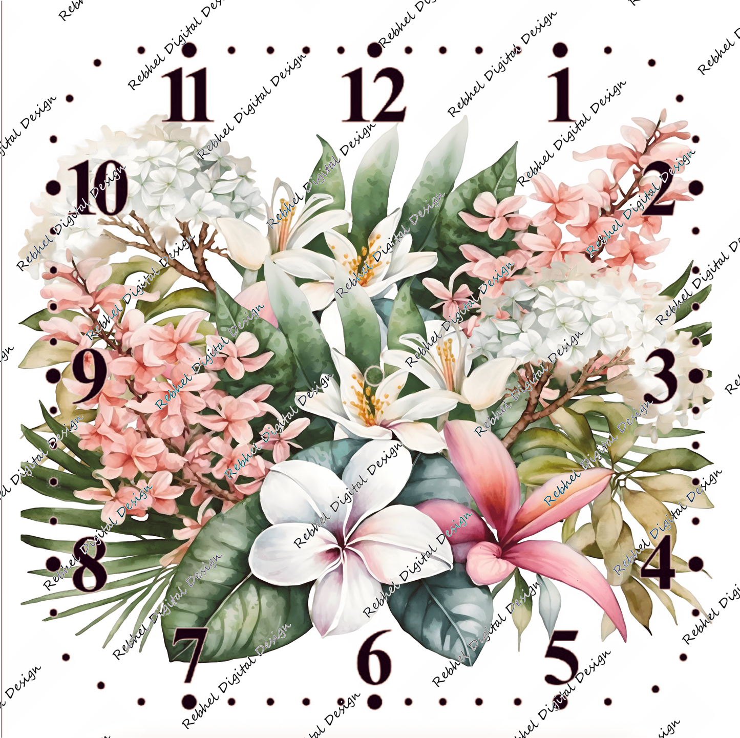 Clock Floral Frangipani Design