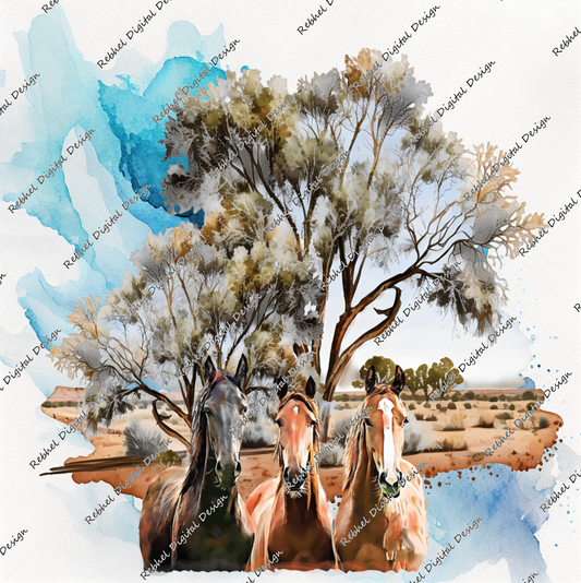 Clock Horses in the Outback Design