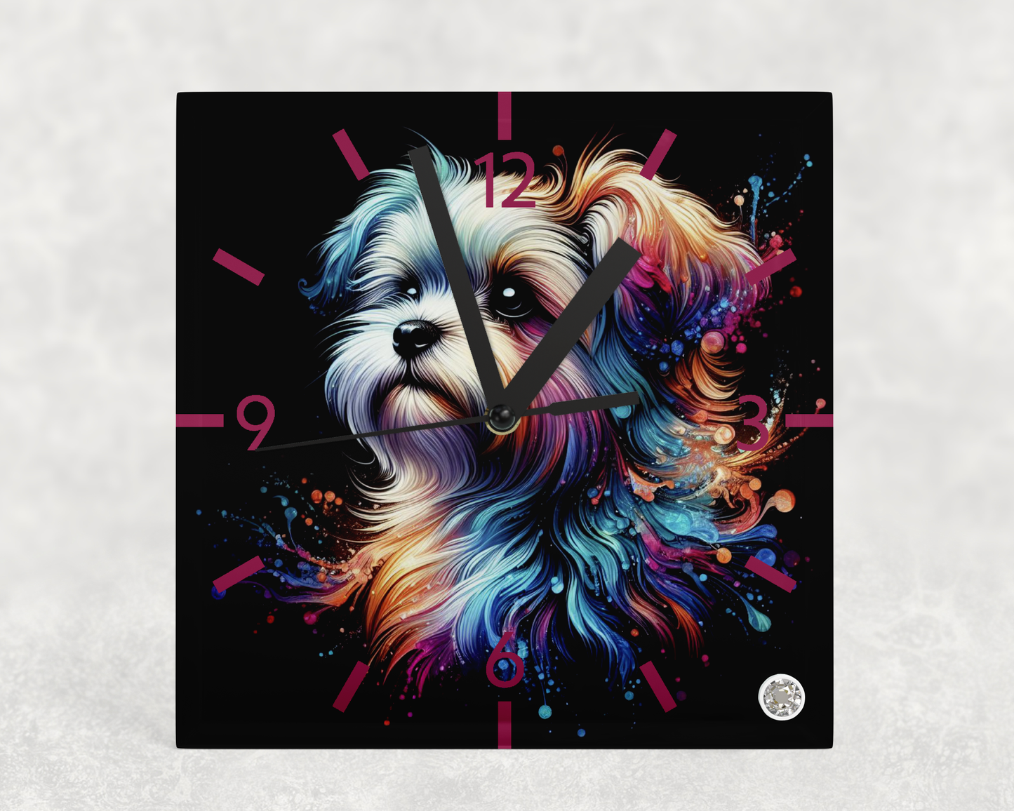Clock Maltese Alcohol Ink Designs