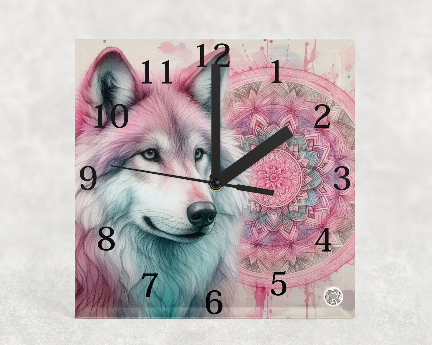 Glass Clocks with stand 20cm x 20cm. Collection 1