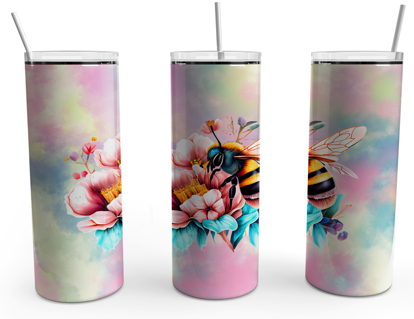 Bee Floral with Pastel Background