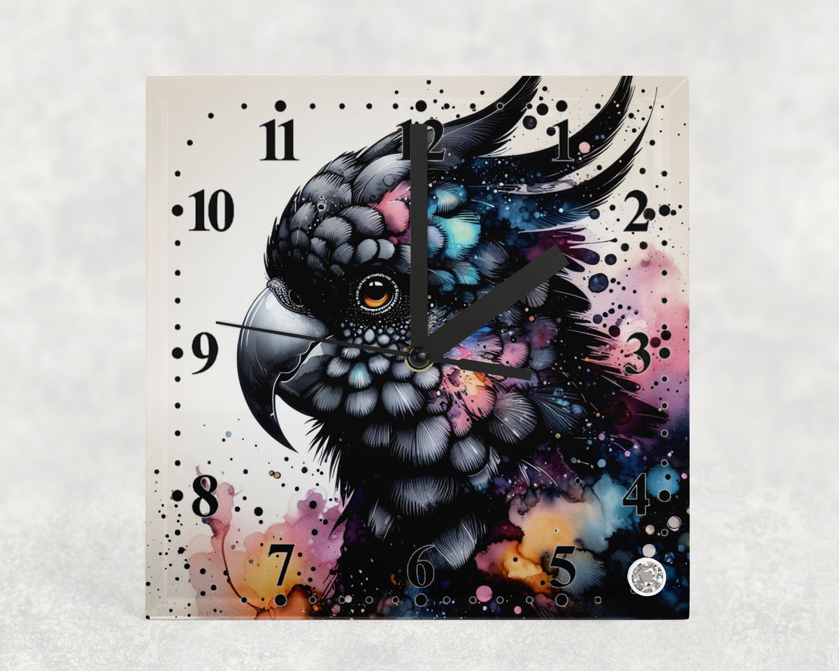 Cockapoo Silhouette Clock Black Cockatoo square clock design – Helly.Kay.Art