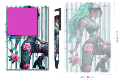 Sticky Note Holders with matching pen. Collection 1. Ready made.