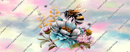Bee Floral with Pastel Background