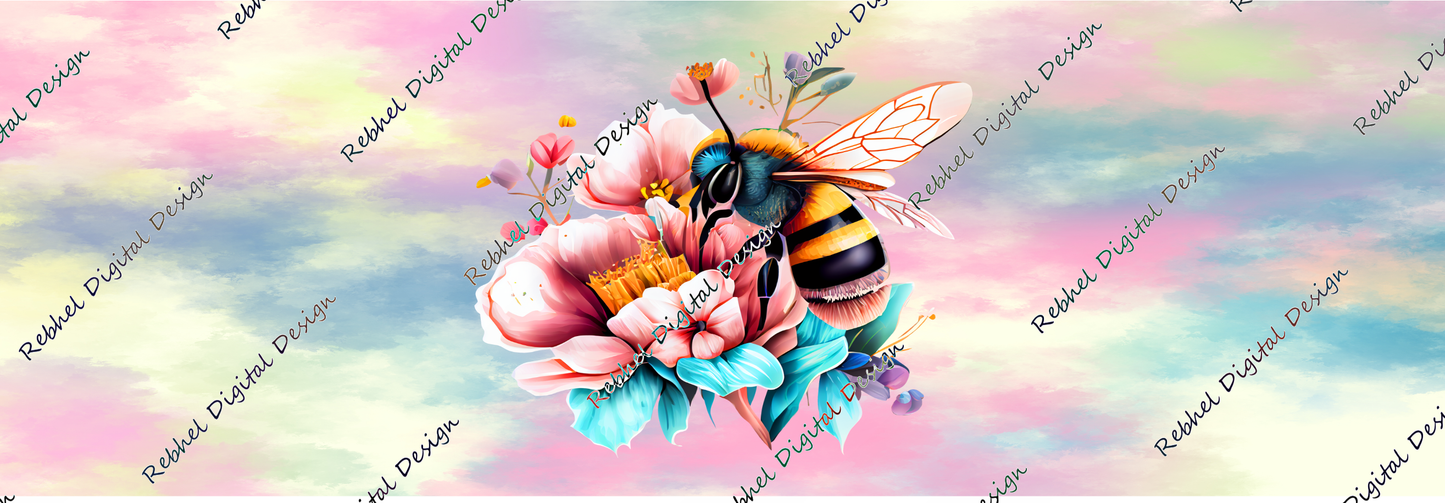Bee Floral with Pastel Background