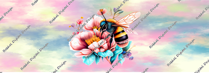 Bee Floral with Pastel Background